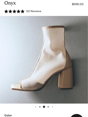 Onyx Cream Open-Toe Block Heel Boot